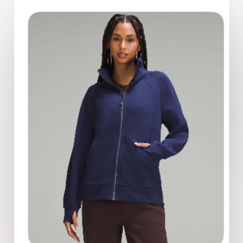 Scuba oversized funnel-neck full zip hoodie long